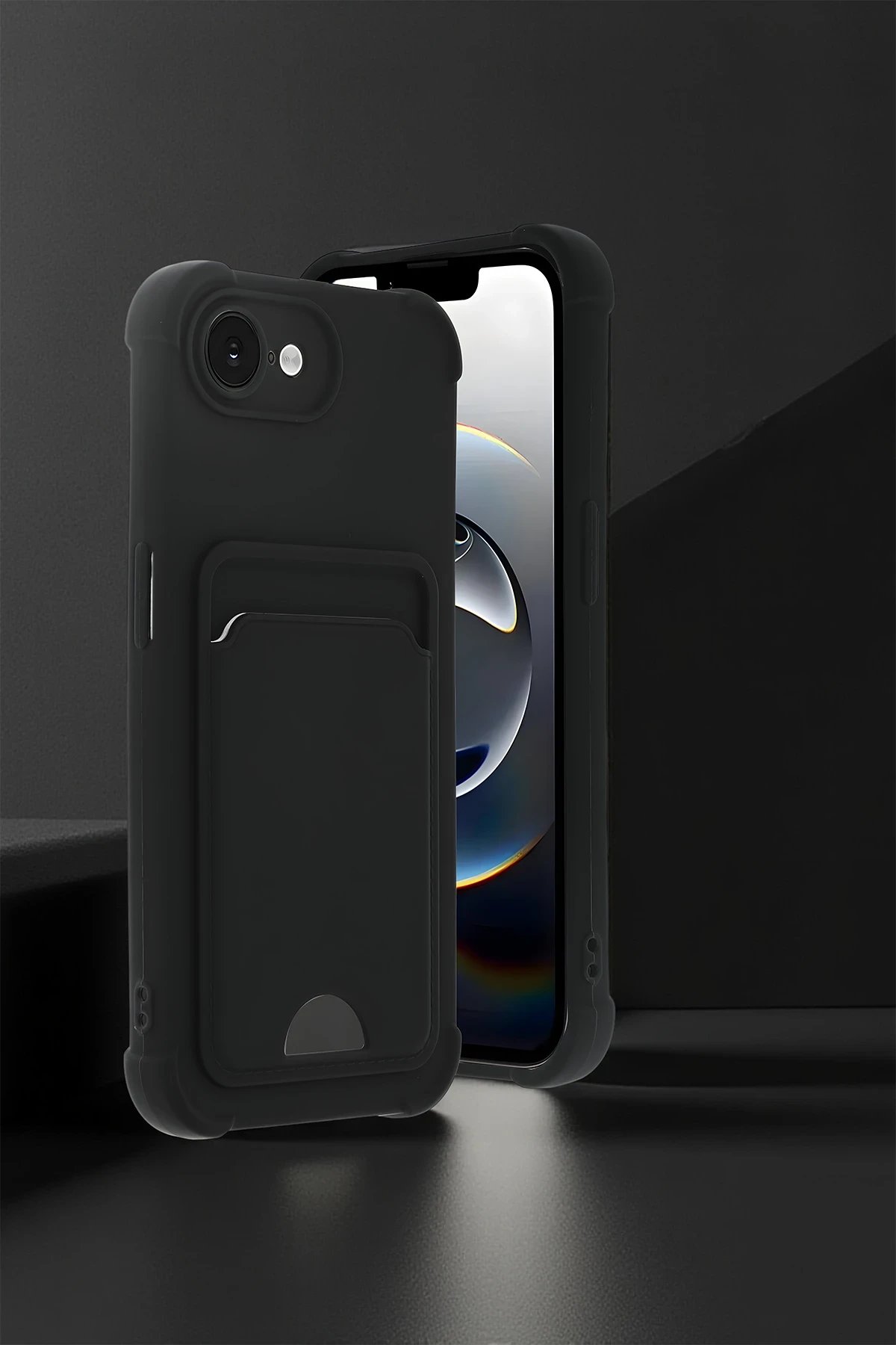 Apple iPhone 16E Kelvin Kartvizitli Silikon - Siyah-(5796)
