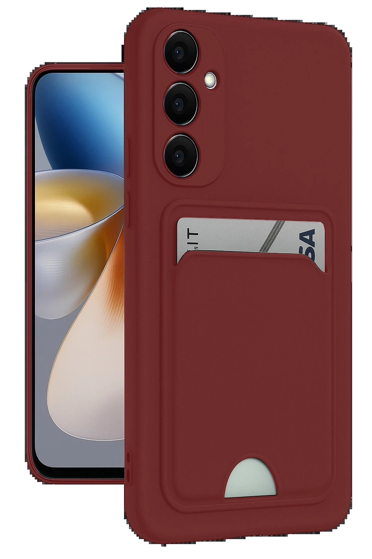 Samsung Galaxy M15 Kelvin Kartvizitli Silikon - Bordo-(5796)