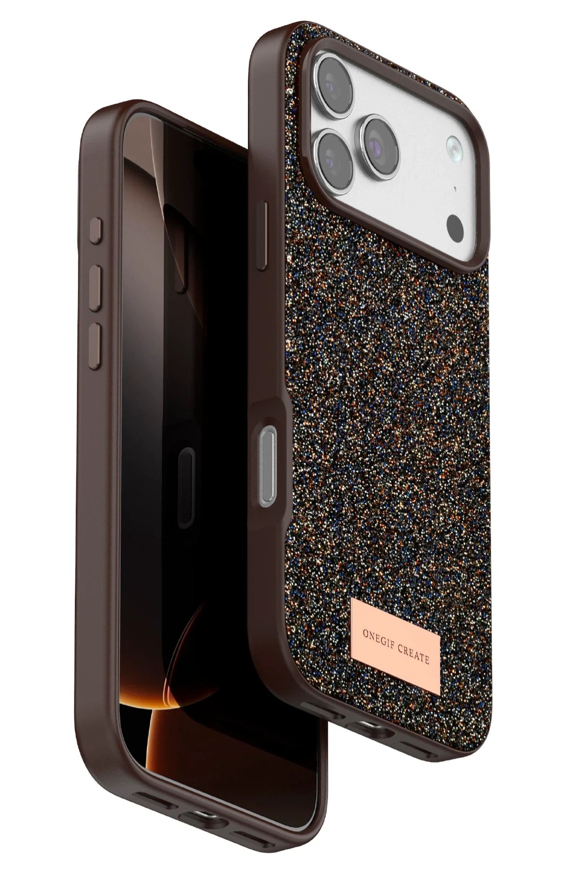 Apple iPhone 17 Pro Max Bright Simli Kapak - Gold-(5796)