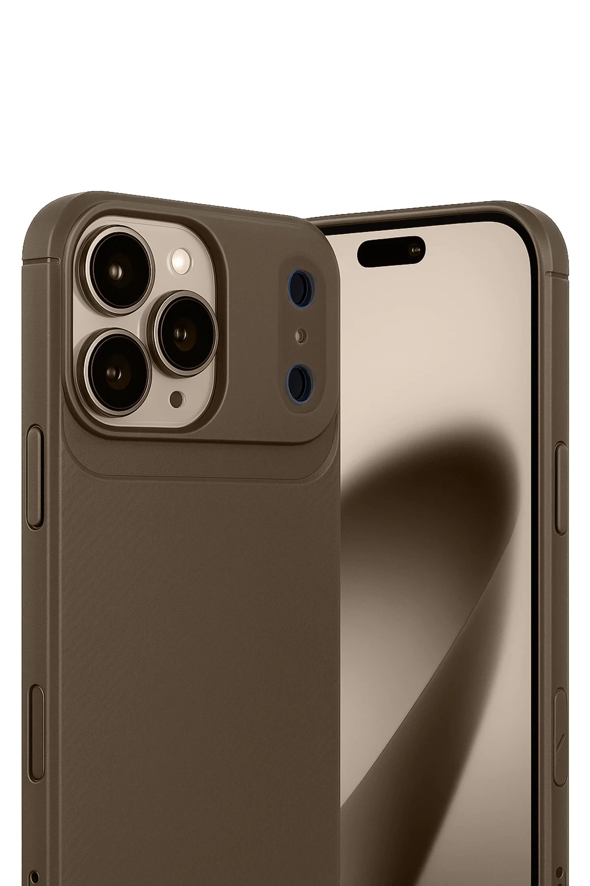 Apple iPhone 17 Pro Max Auto Focus Karbon Kapak - Kahverengi-(5796)