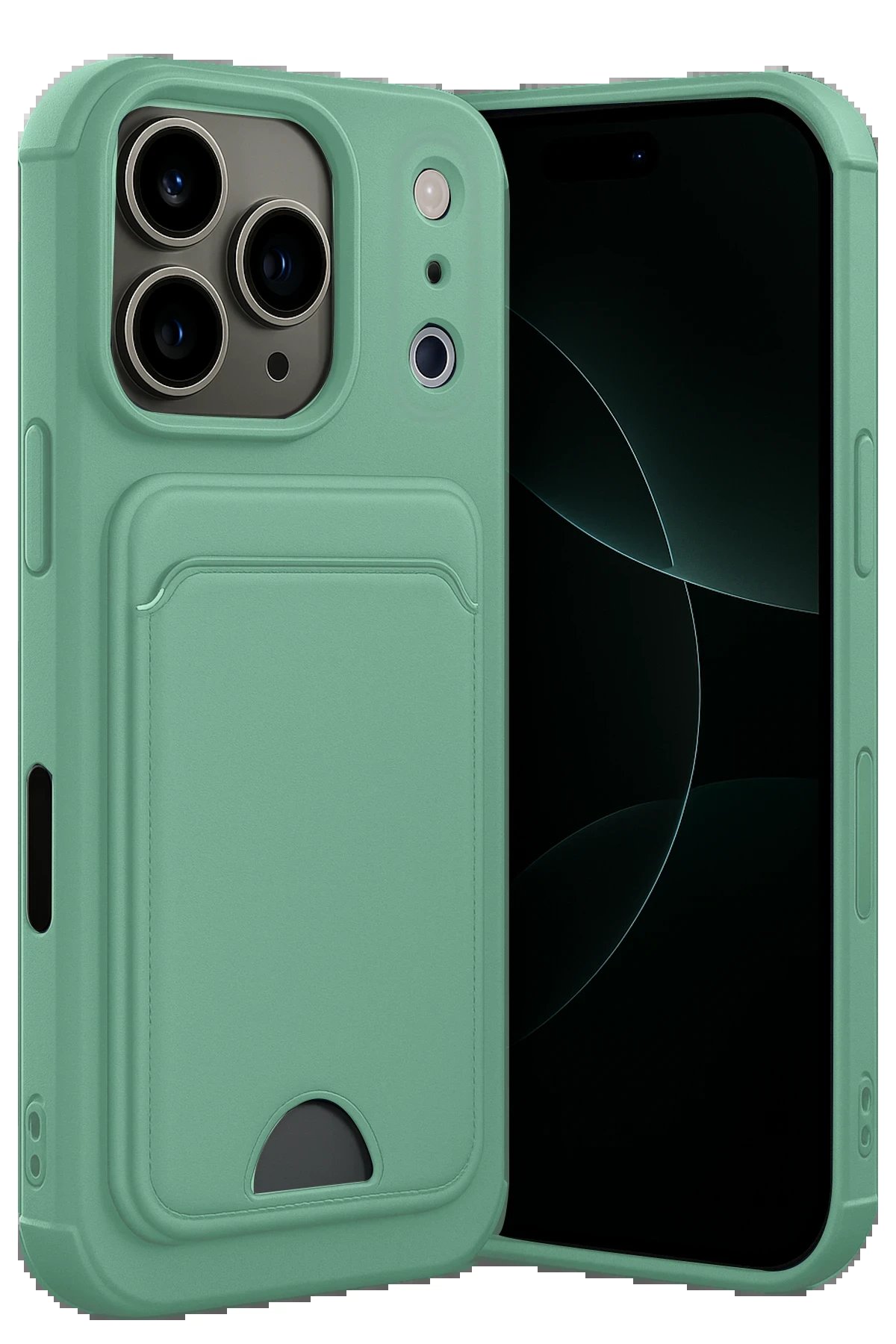 Apple iPhone 17 Pro Max Kelvin Kartvizitli Silikon - Açık Yeşil-(5796)