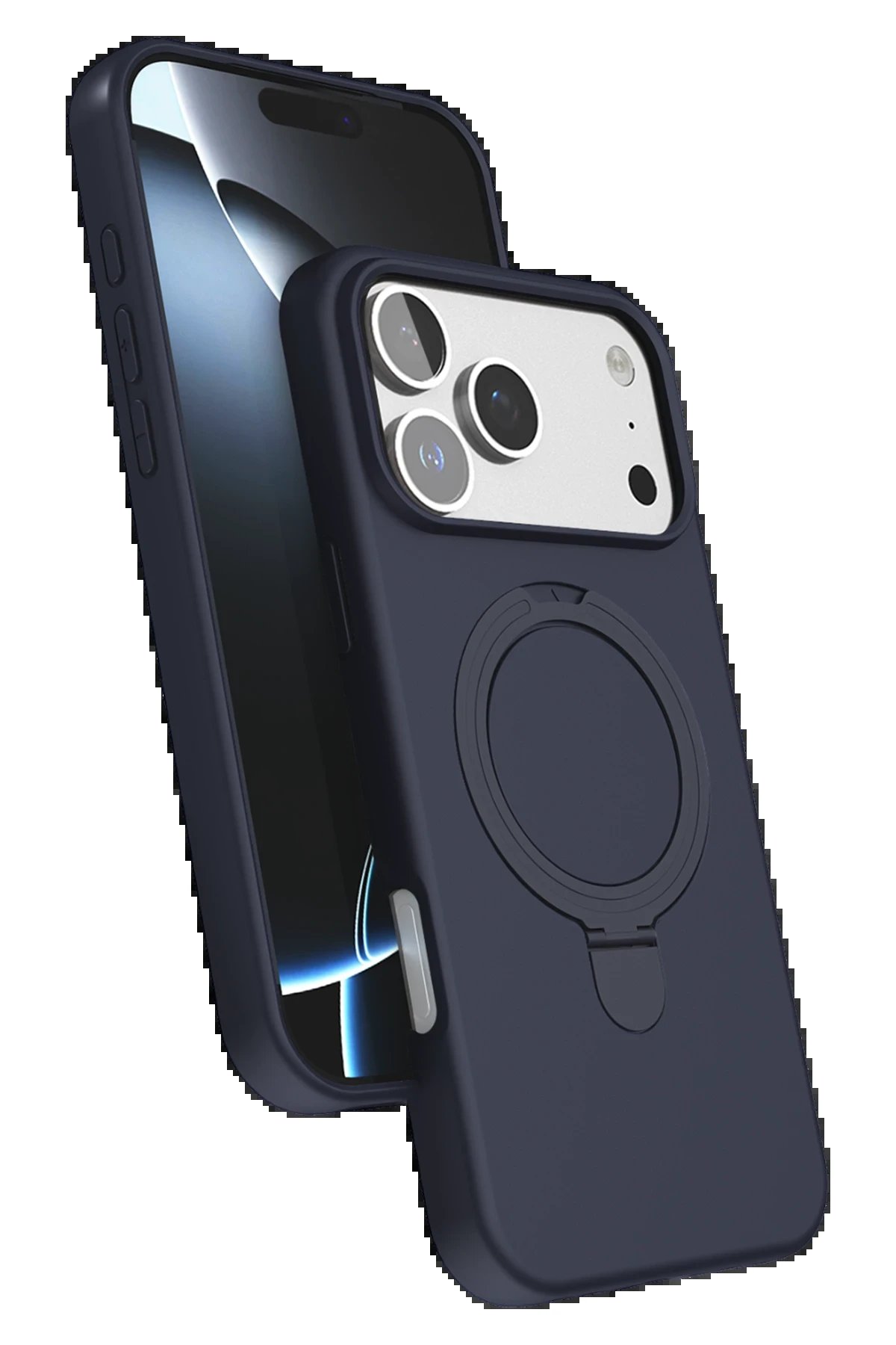 Apple iPhone 17 Pro Max Regal Magsafe Standlı Kapak - Lacivert-(5796)