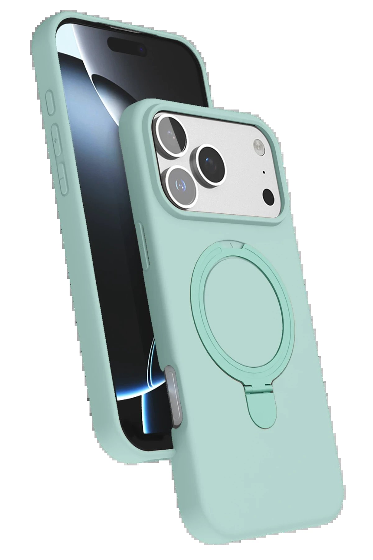 Apple iPhone 17 Pro Regal Magsafe Standlı Kapak - Su Yeşili-(5796)