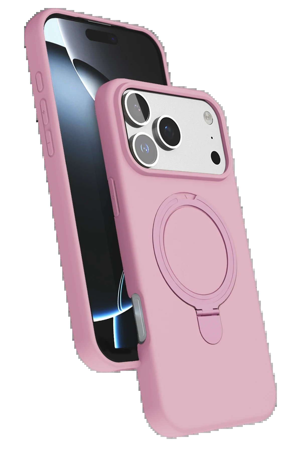 Apple iPhone 17 Pro Regal Magsafe Standlı Kapak - Açık Pembe-(5796)