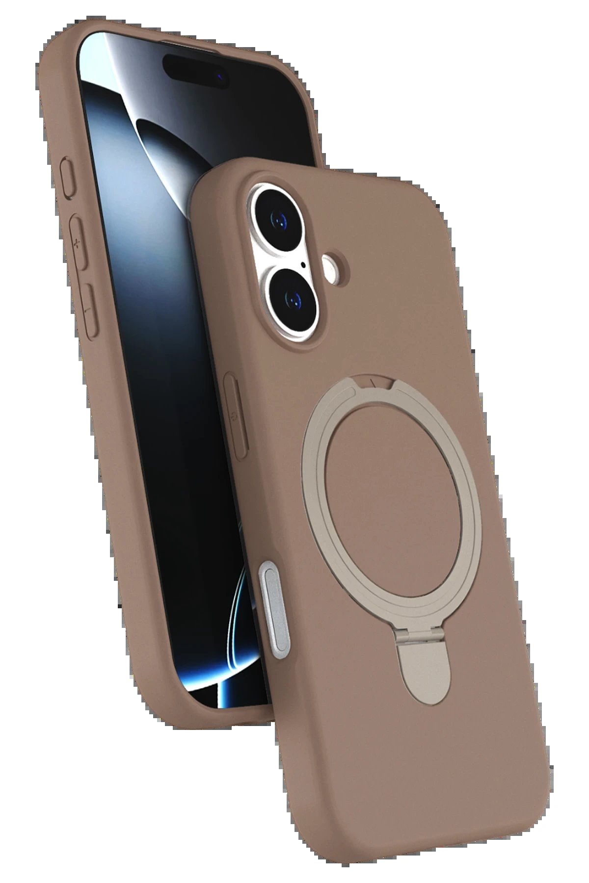 Apple iPhone 16 Plus Regal Magsafe Standlı Kapak - Çöl Titanyum-(5796)