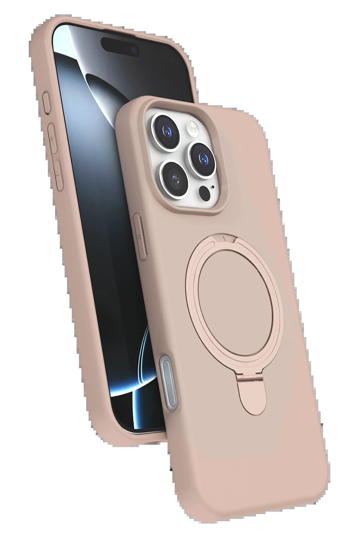 Apple iPhone 16 Pro Regal Magsafe Standlı Kapak - Çöl Titanyum-(5796)