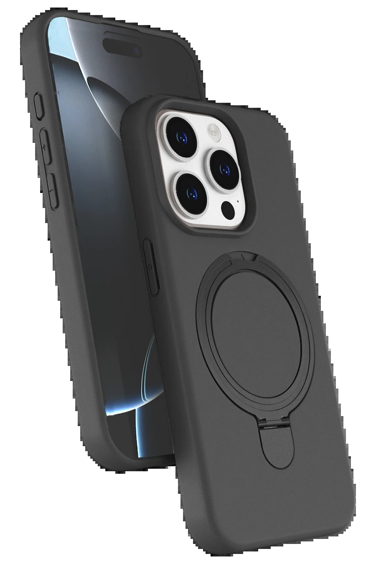 Apple iPhone 15 Pro Max Regal Magsafe Standlı Kapak - Titan Gri-(5796)