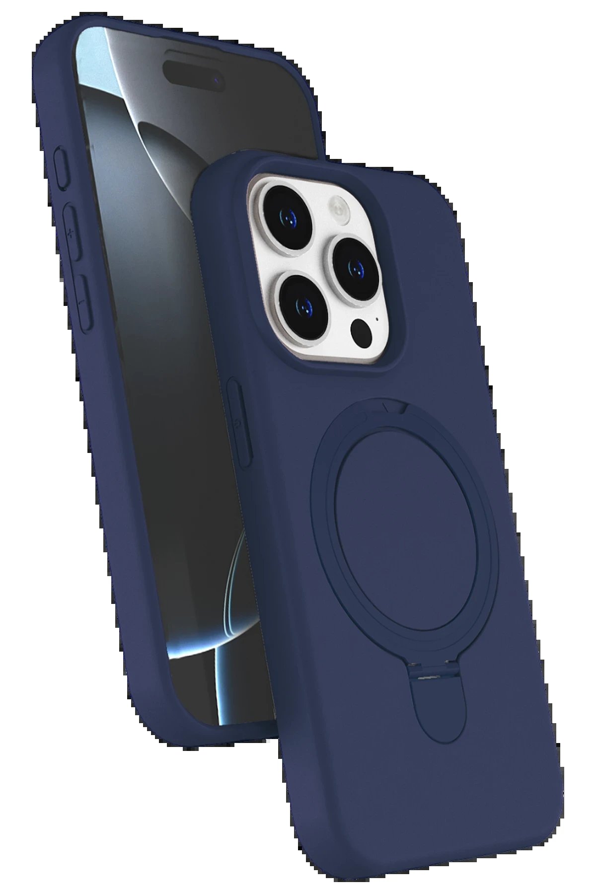 Apple iPhone 15 Pro Max Regal Magsafe Standlı Kapak - Lacivert-(5796)