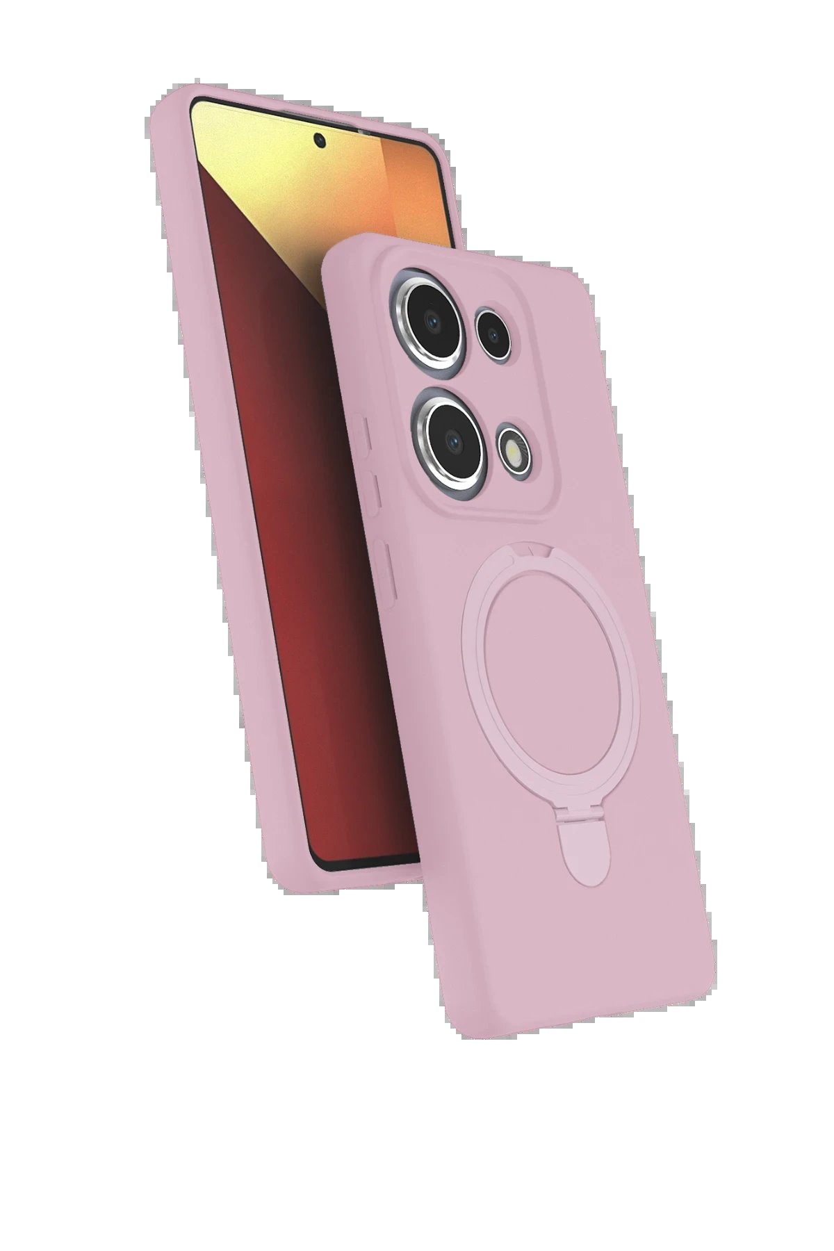 Xiaomi Redmi Note 13 Pro 4G Regal Magsafe Standlı Kapak - Açık Pembe-(5796)