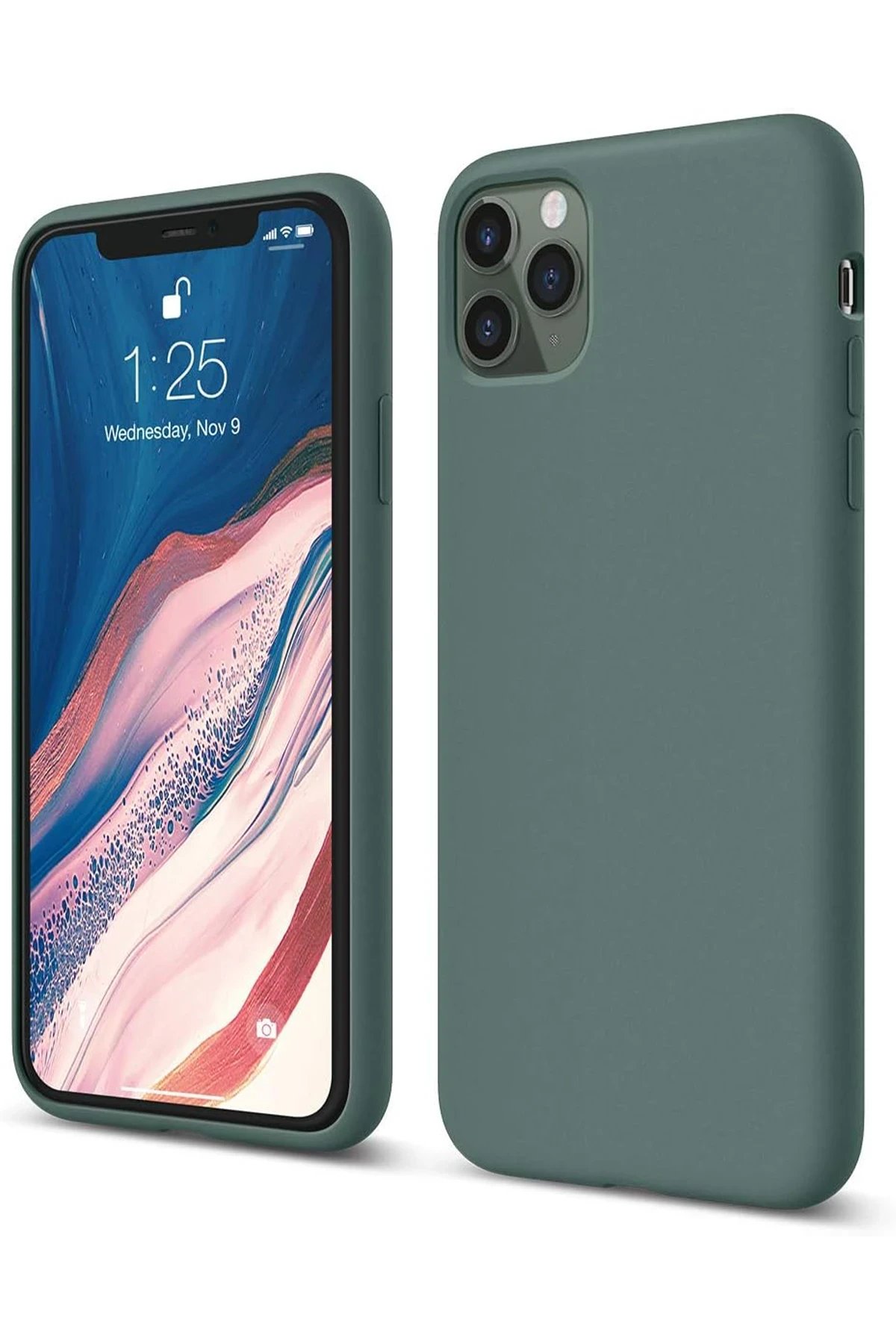 iPhone 11 Pro Kılıf First Silikon - Koyu Yeşil-(5796)
