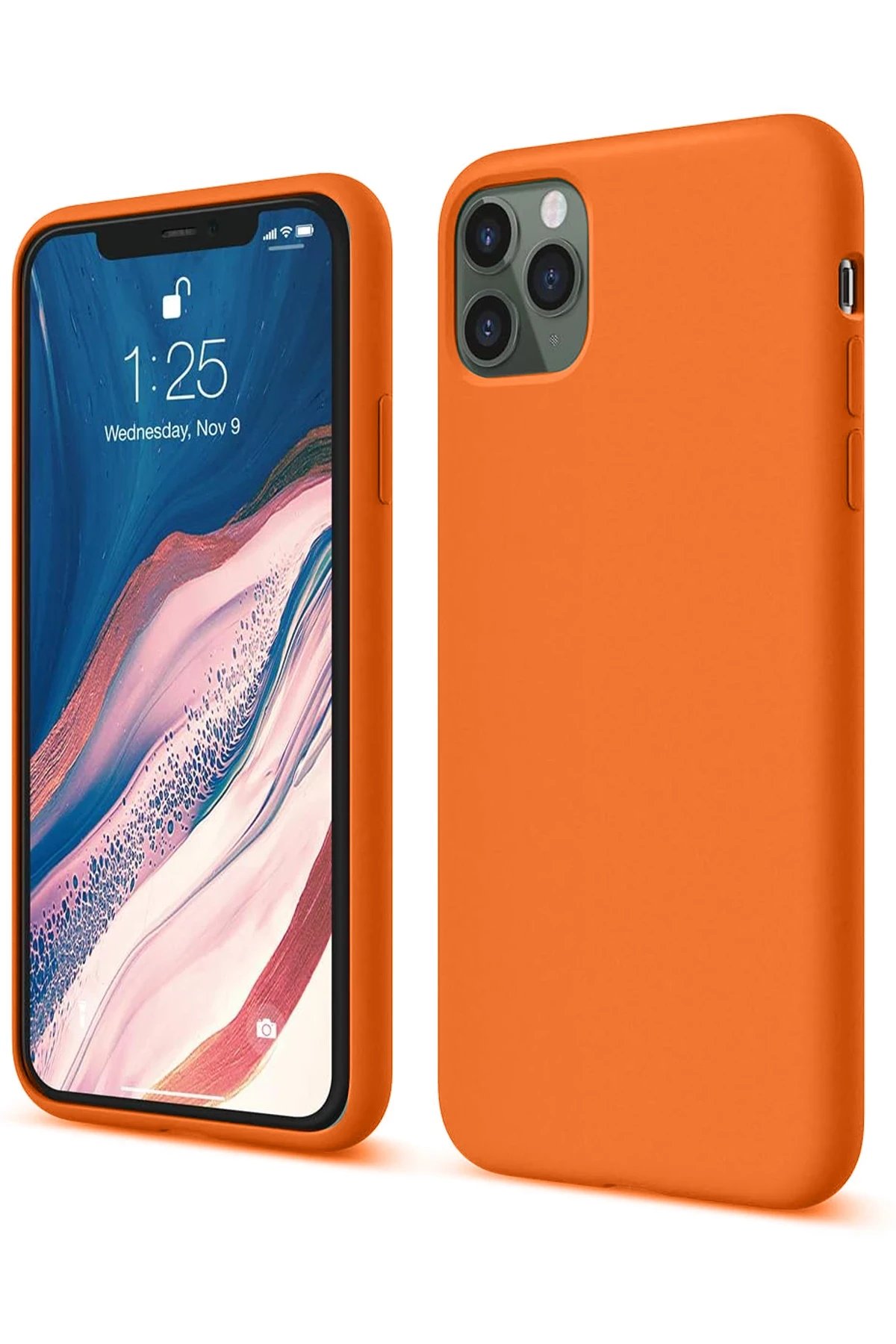 iPhone 11 Pro Kılıf First Silikon - Turuncu-(5796)
