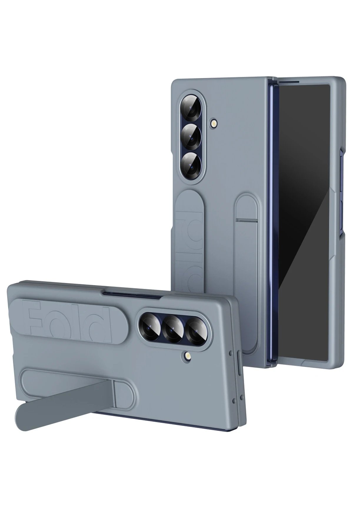 Samsung Galaxy Z Fold 7 Kılıf Costa Standlı Kapak - Gri-(5796)