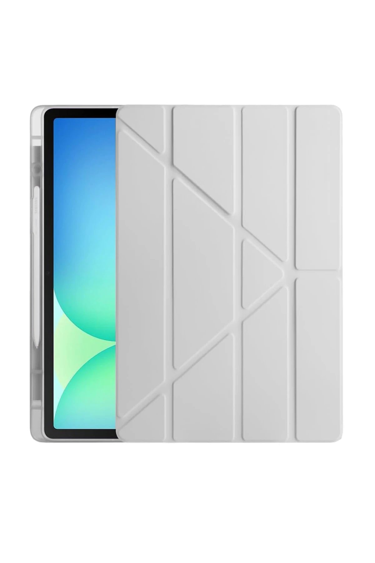 Samsung Galaxy Tab S10 FE Plus 13.1 Kalemlikli Hugo Tablet Kılıfı - Gri-(5796)