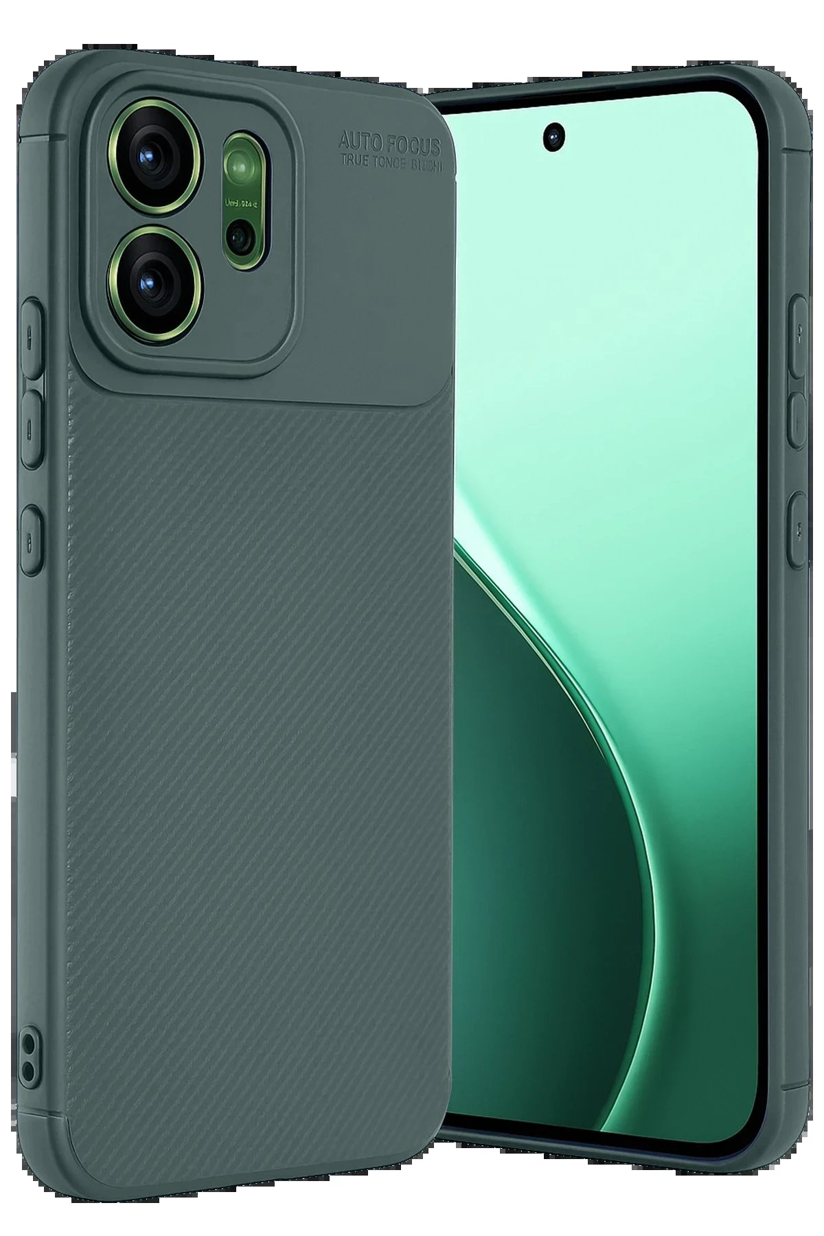 Oppo Reno 14F Auto Focus Karbon Kapak - Koyu Yeşil-(5796)